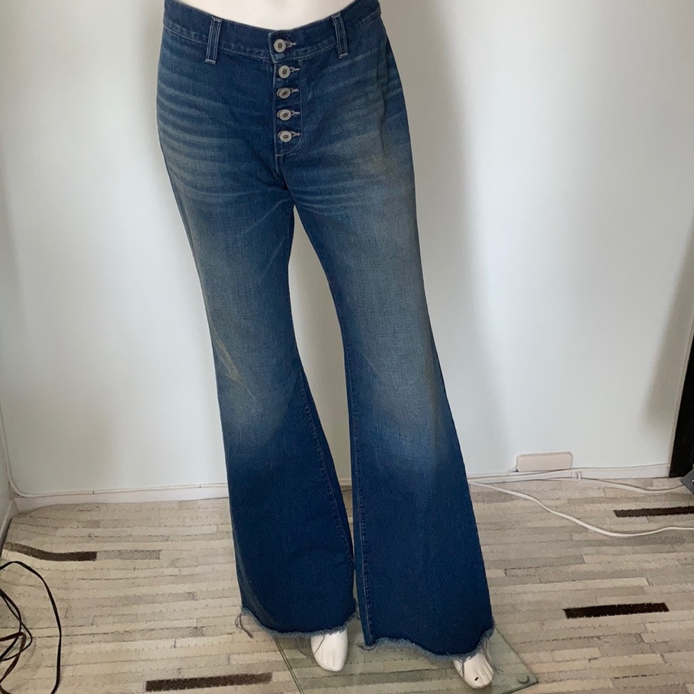 🎈🎈Nili Lotan Wide leg exposed Button Fly Jeans Mid - Picture 3 of 13